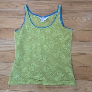PINK Victoria's Secret Lime Green Lace Tank Top